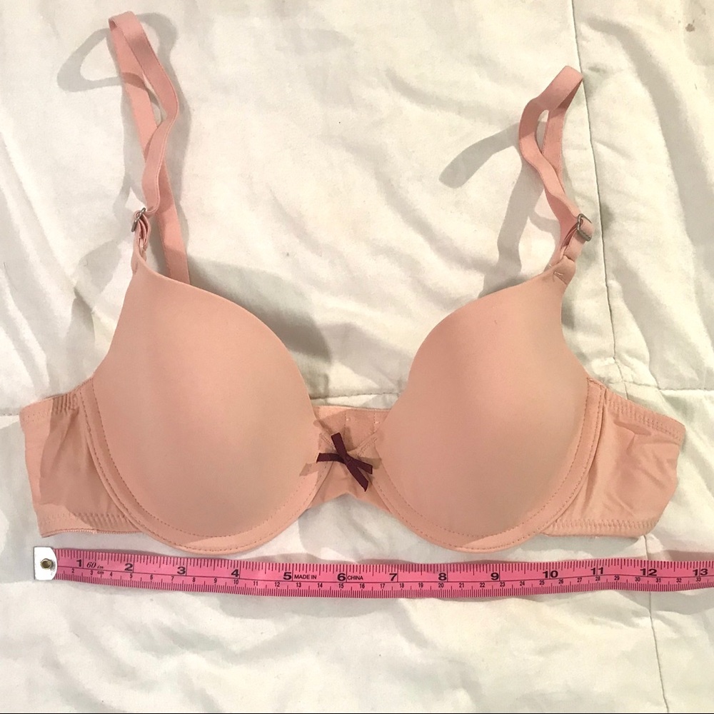 Pale Pink Bra with plum bow